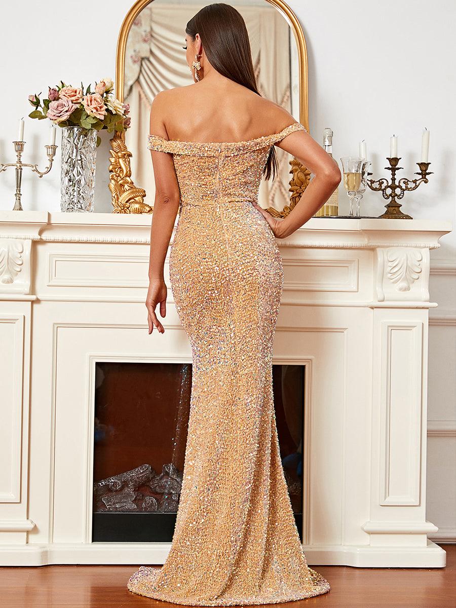 Off Shoulder High Split Prom Dress XH2015 - MISS ORD