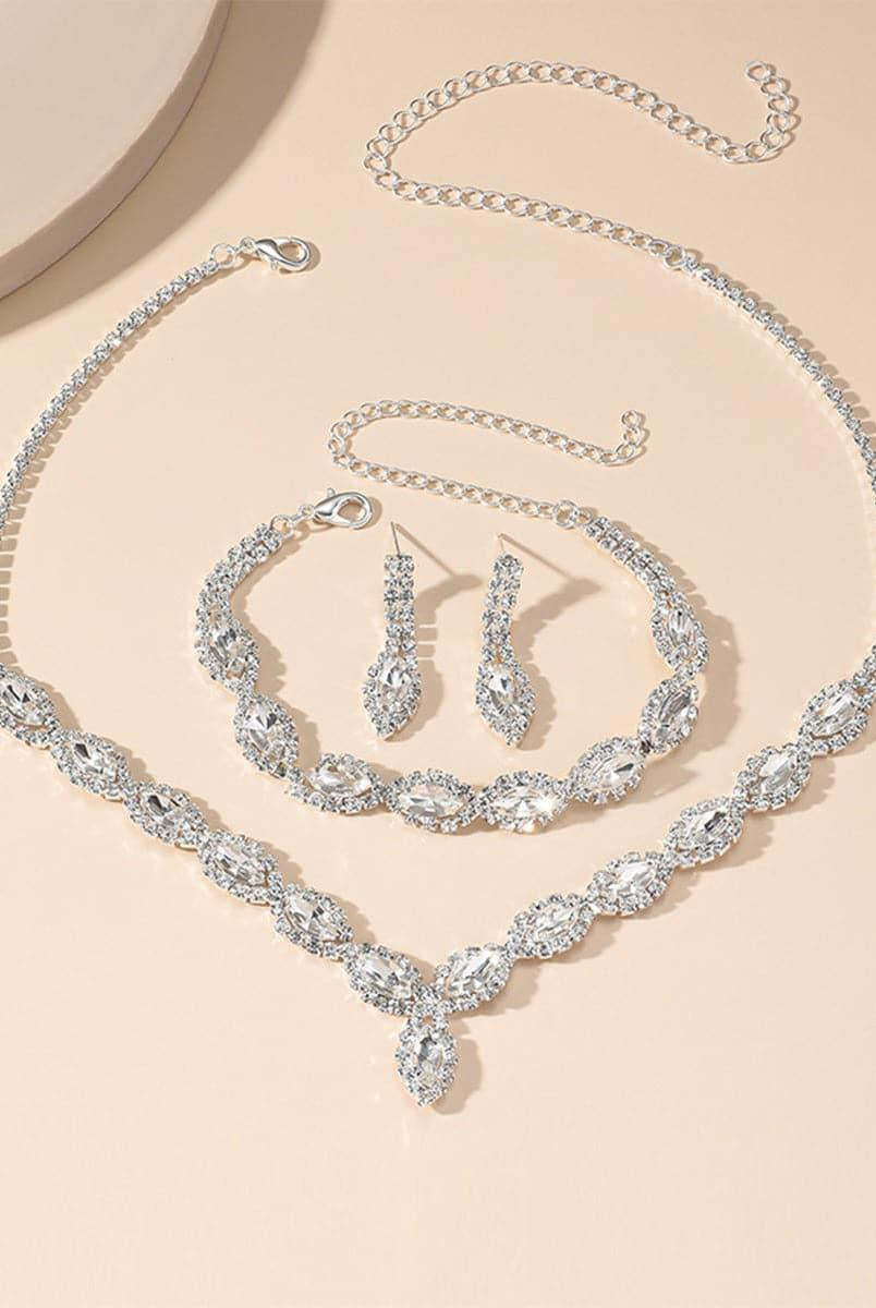 Sparkling Rhinestone Necklace Earrings Bracelet Set MSE00128 - MISS ORD
