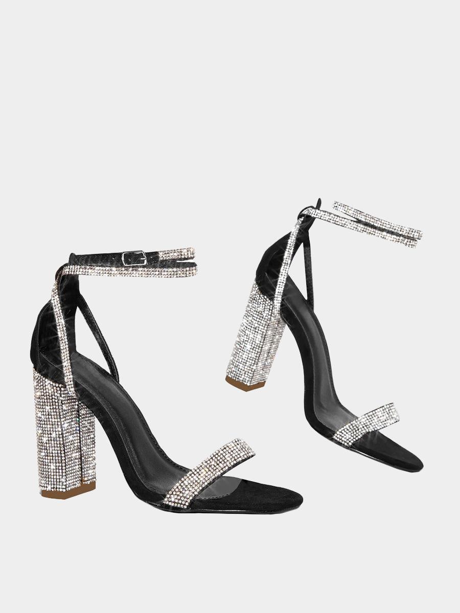 Rhinestone Chunky High Heels MHE4927 - MISS ORD