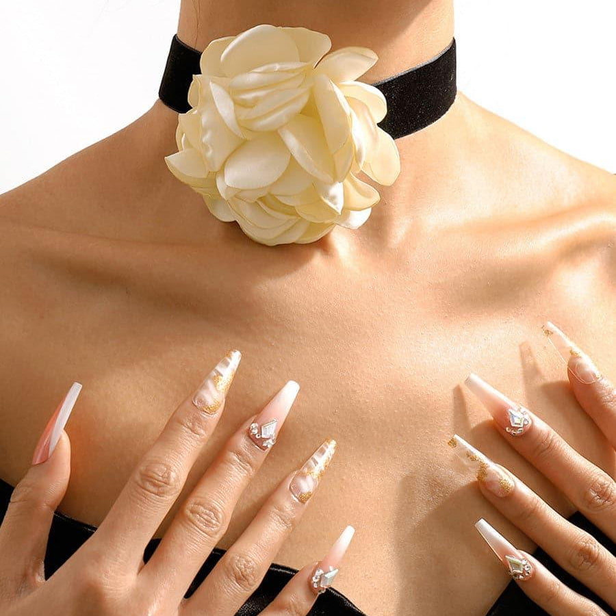 Serving Chic Style Rosette Flower Choker Necklace MSE00167 - MISS ORD