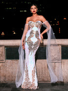MISSORD Off Shoulder Mermaid Sequin Prom Dress