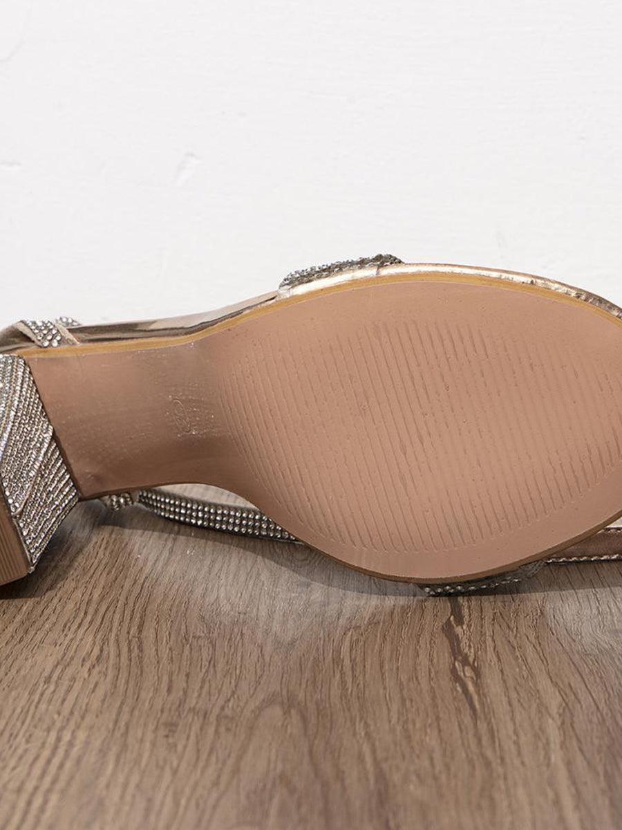 Rhinestone Chunky High Heels MHE4927 - MISS ORD