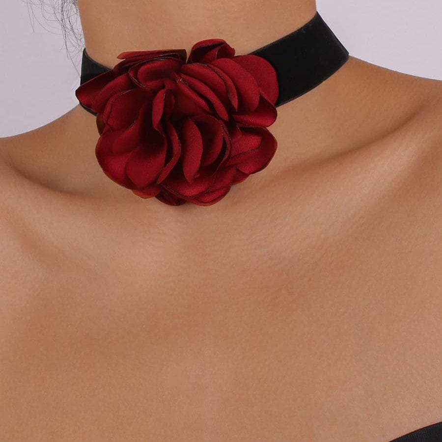 Serving Chic Style Rosette Flower Choker Necklace MSE00167 - MISS ORD