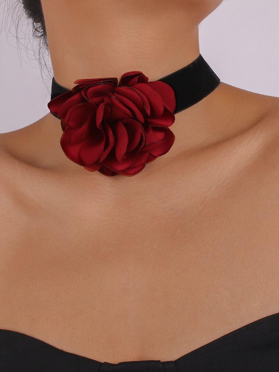 Serving Chic Style Rosette Flower Choker Necklace MSE00167 - MISS ORD