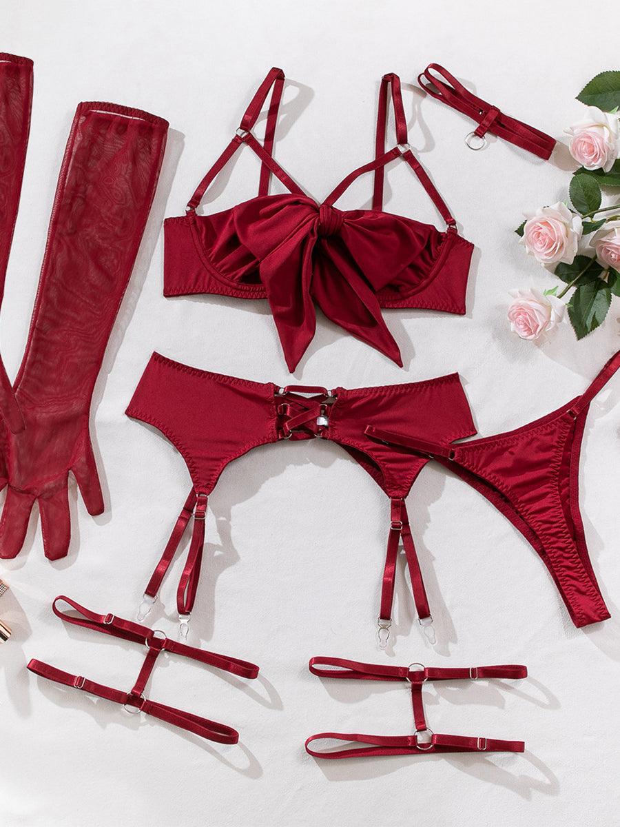 Sexy Garter Hollow Sexy Lingerie Four-piece Set MSL041 - MISS ORD