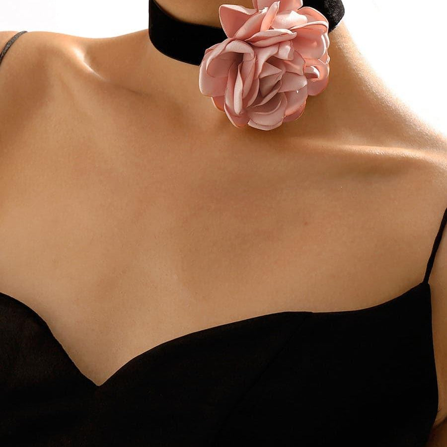 Serving Chic Style Rosette Flower Choker Necklace MSE00167 - MISS ORD