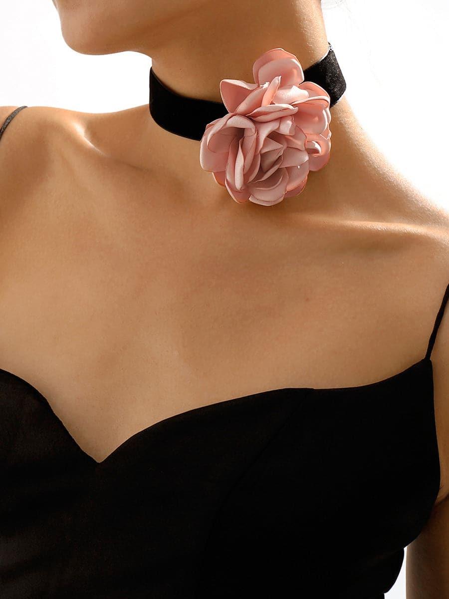 Serving Chic Style Rosette Flower Choker Necklace MSE00167 - MISS ORD