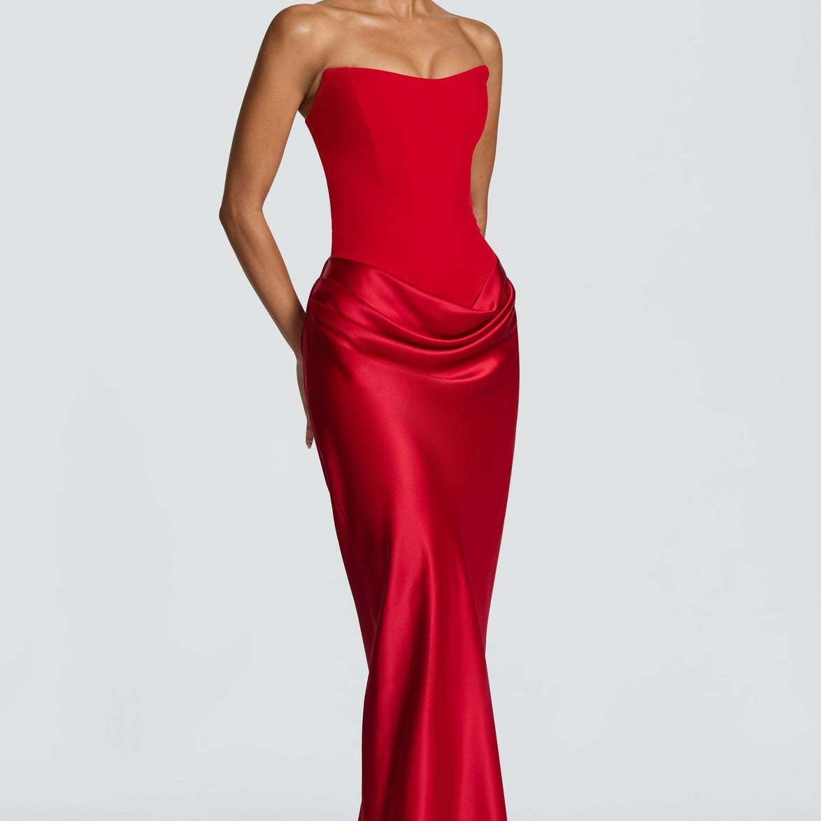 Elegant Cowl Neck Satin Mermaid Evening Dress Backless Formal Dress with Tie Waist