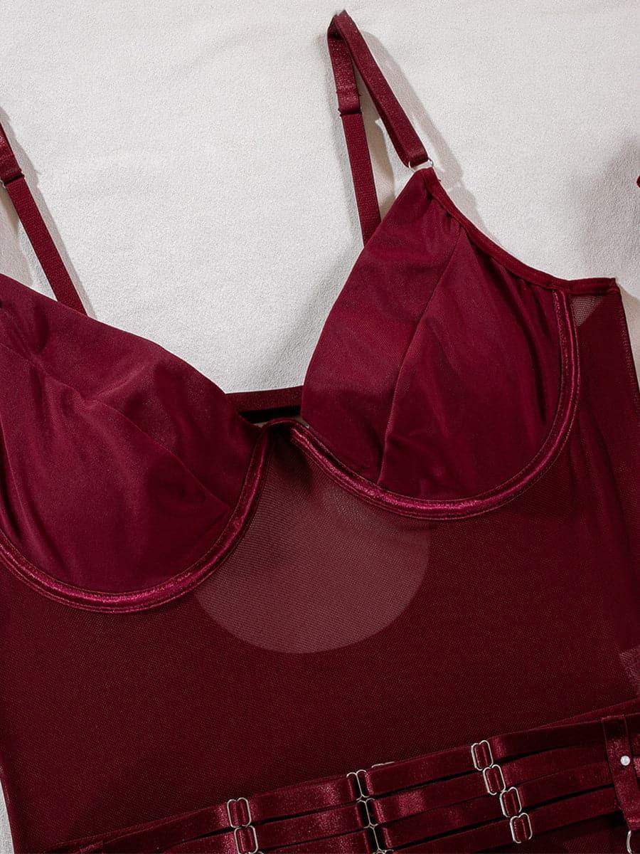 Bandage Burgundy Teddy 3 Piece Set MSL016 - MISS ORD