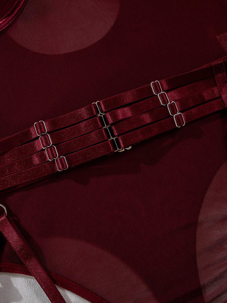 Bandage Burgundy Teddy 3 Piece Set MSL016 - MISS ORD