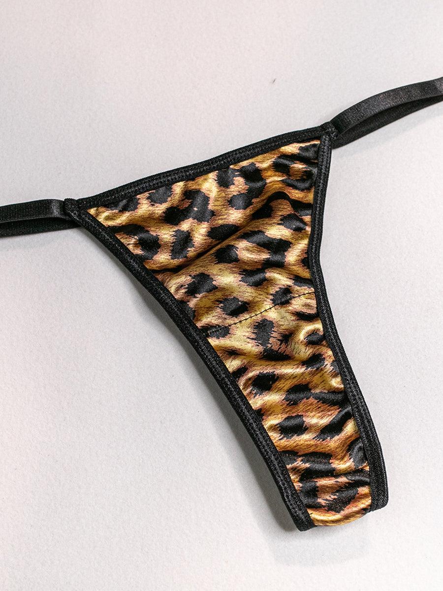 Stitched Leopard Print Sexy Lingerie 3 Piece Set MSL029 - MISS ORD