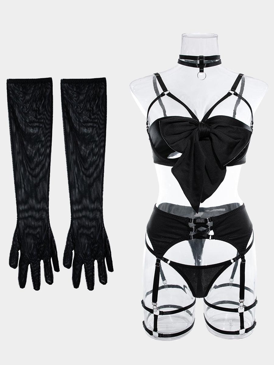 Sexy Garter Hollow Sexy Lingerie Four-piece Set MSL041 - MISS ORD