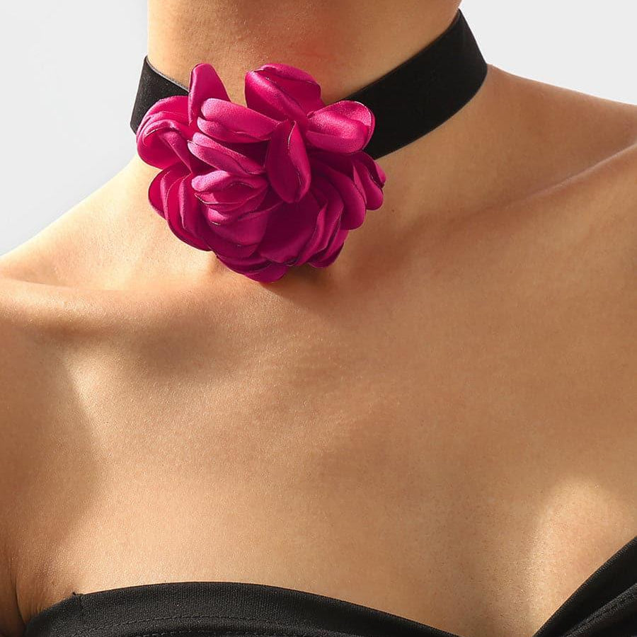 Serving Chic Style Rosette Flower Choker Necklace MSE00167 - MISS ORD