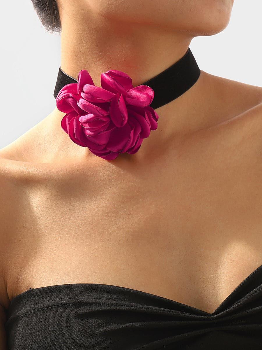 Serving Chic Style Rosette Flower Choker Necklace MSE00167 - MISS ORD