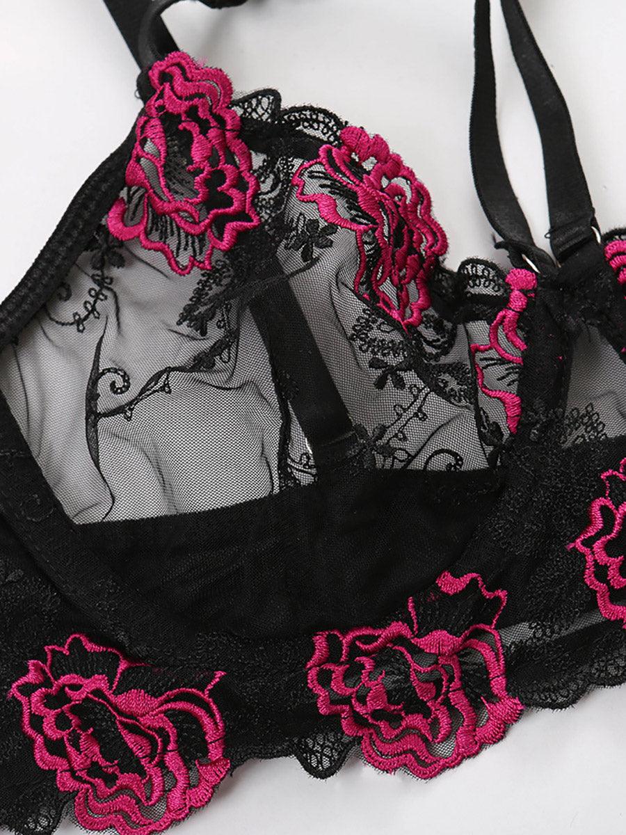 Embroidery Floral Sexy Bra Set MSL059 - MISS ORD