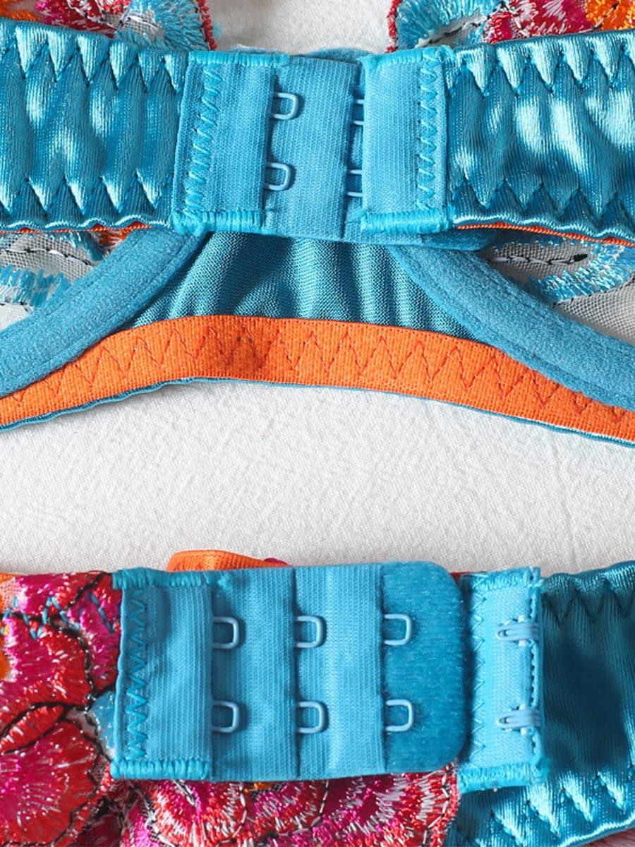 Satin Applique Underwire Lingerie 3 Piece Set MSL017 - MISS ORD