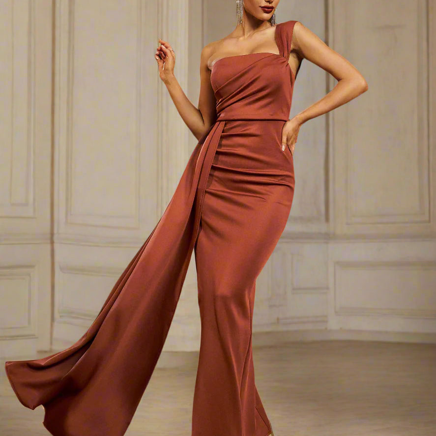 Draping Maxi Prom Dress XJ1050