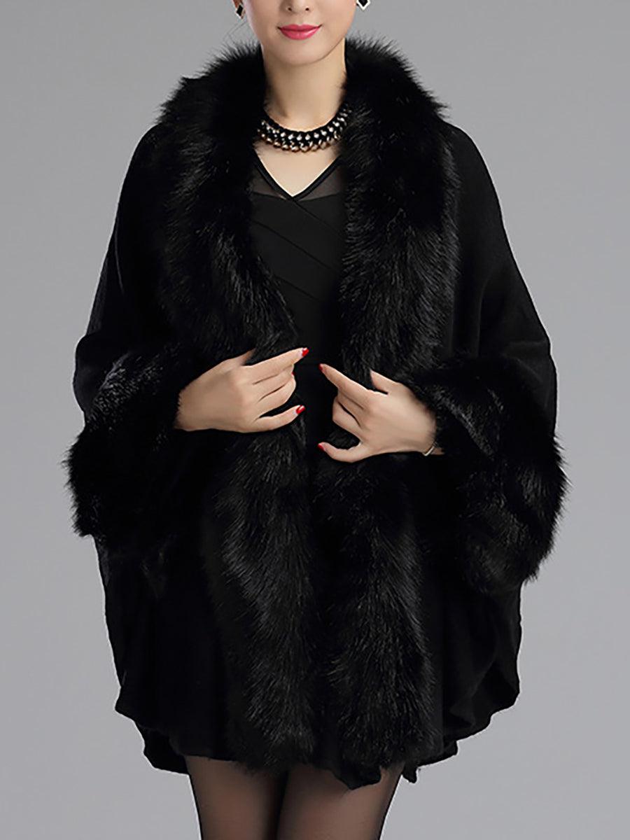 Loose Large Faux Fur Knitted Cardigan Cape MSF031 - MISS ORD