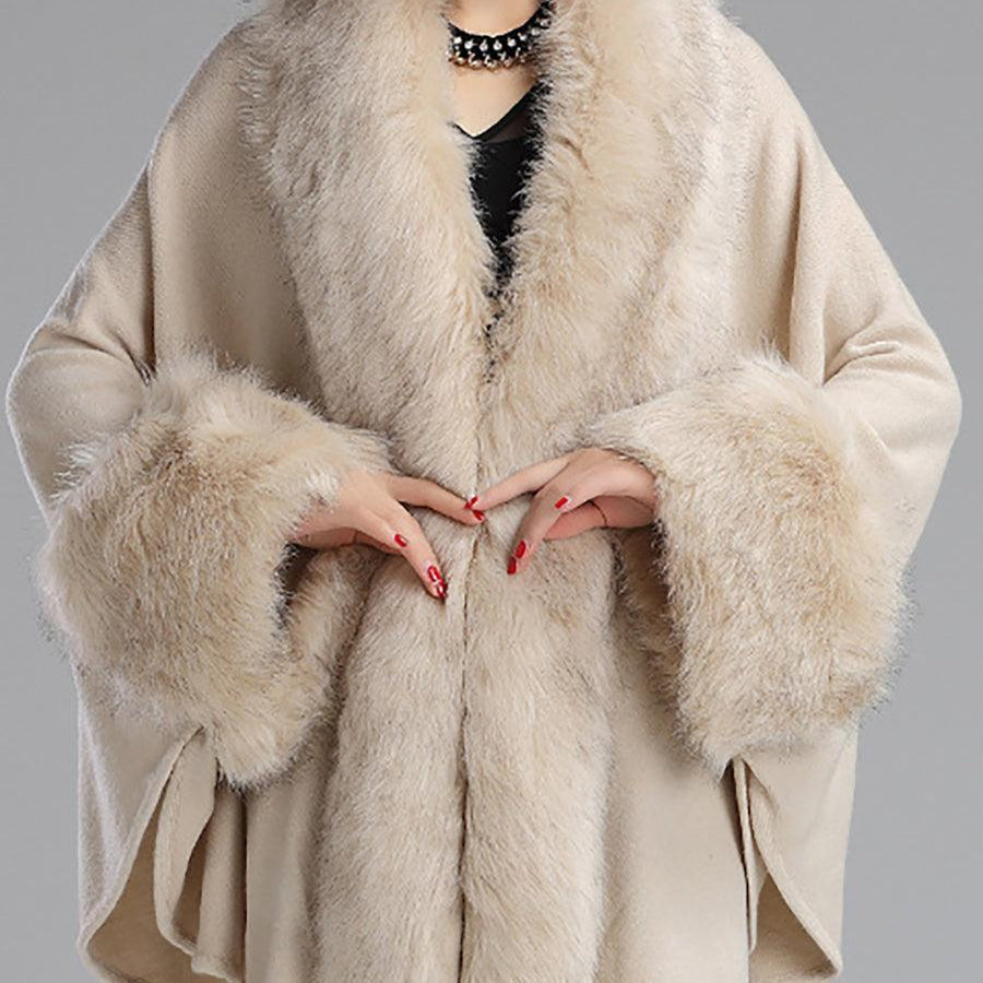 Loose Large Faux Fur Knitted Cardigan Cape MSF031 - MISS ORD