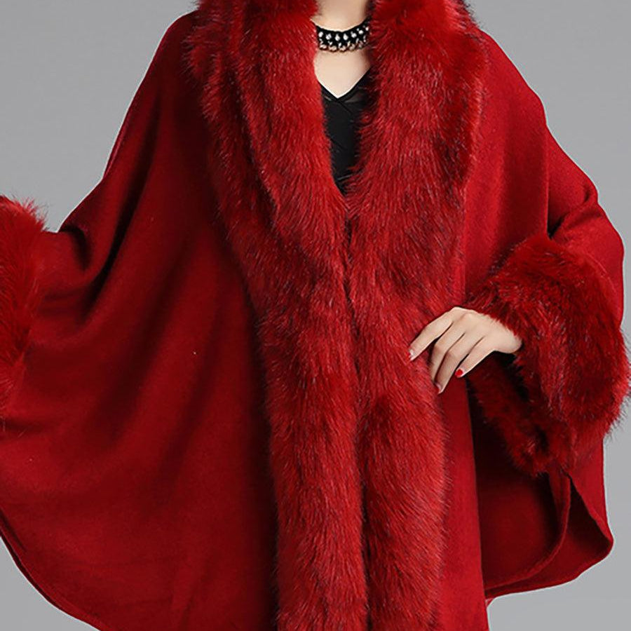 Loose Large Faux Fur Knitted Cardigan Cape MSF031 - MISS ORD