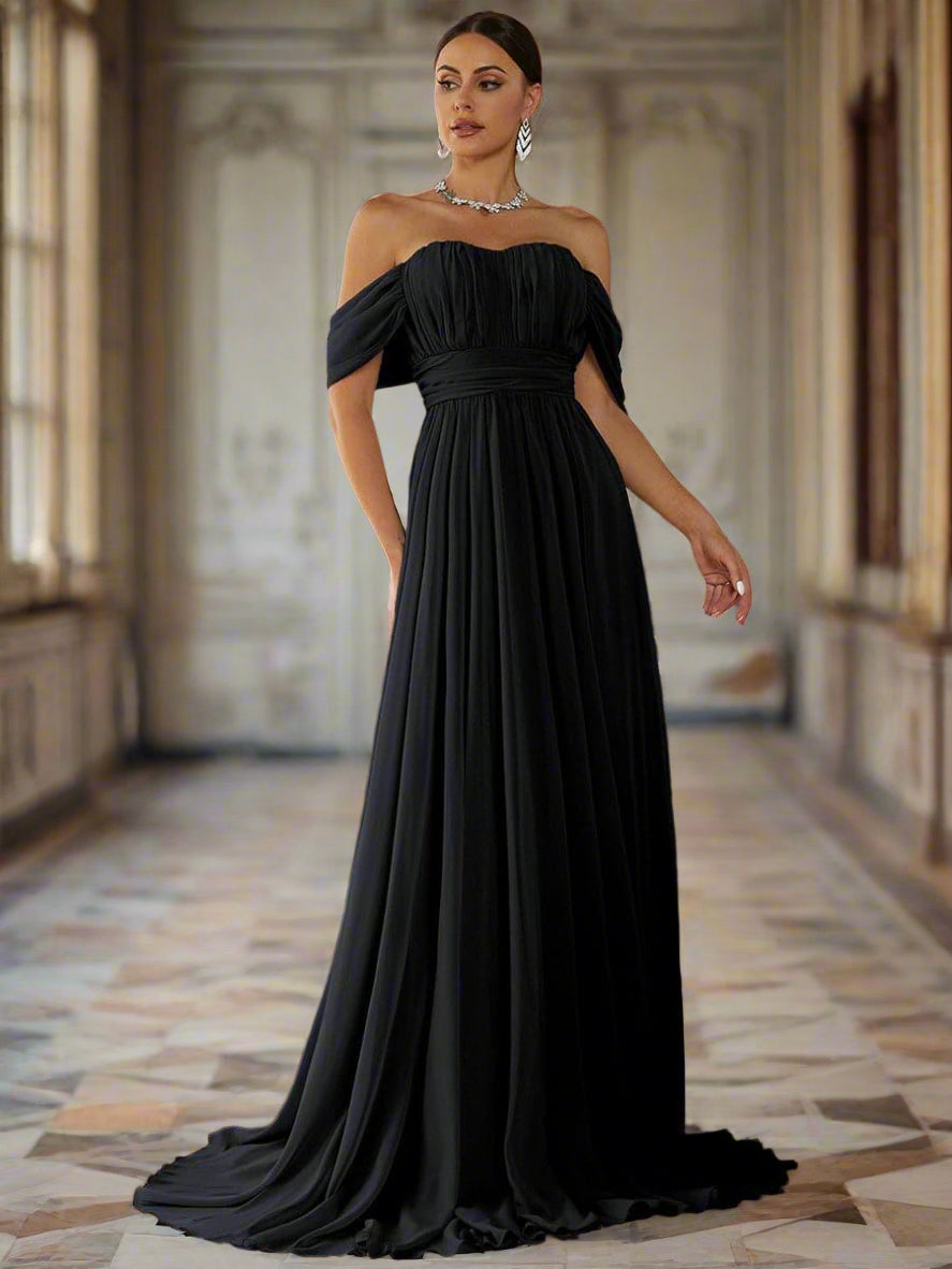 Off Shoulder Ruched Evening Dress RJ10007 - MISS ORD