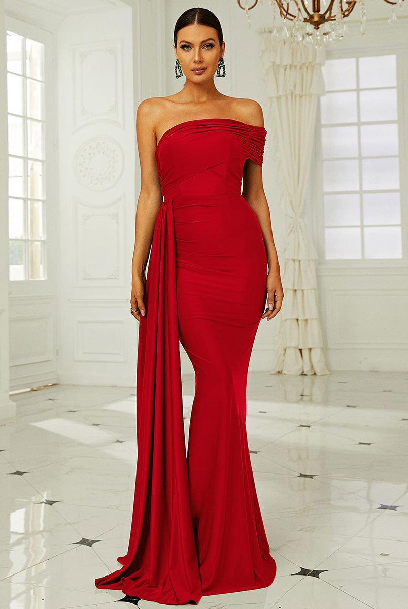 Draping Emerald Green Dress XH2158 - MISS ORD