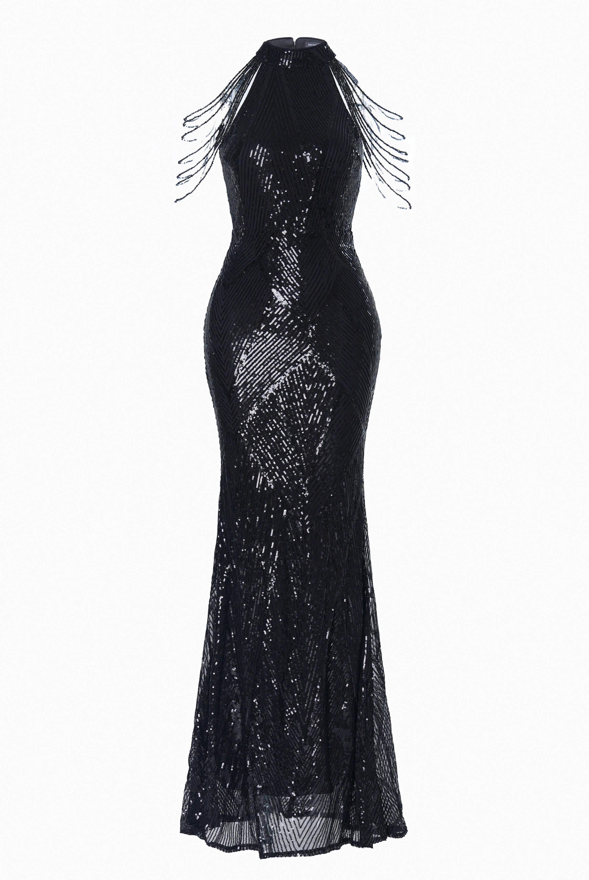 Cold Shoulder Beads Chain Cocktail Dress M01081 - MISS ORD