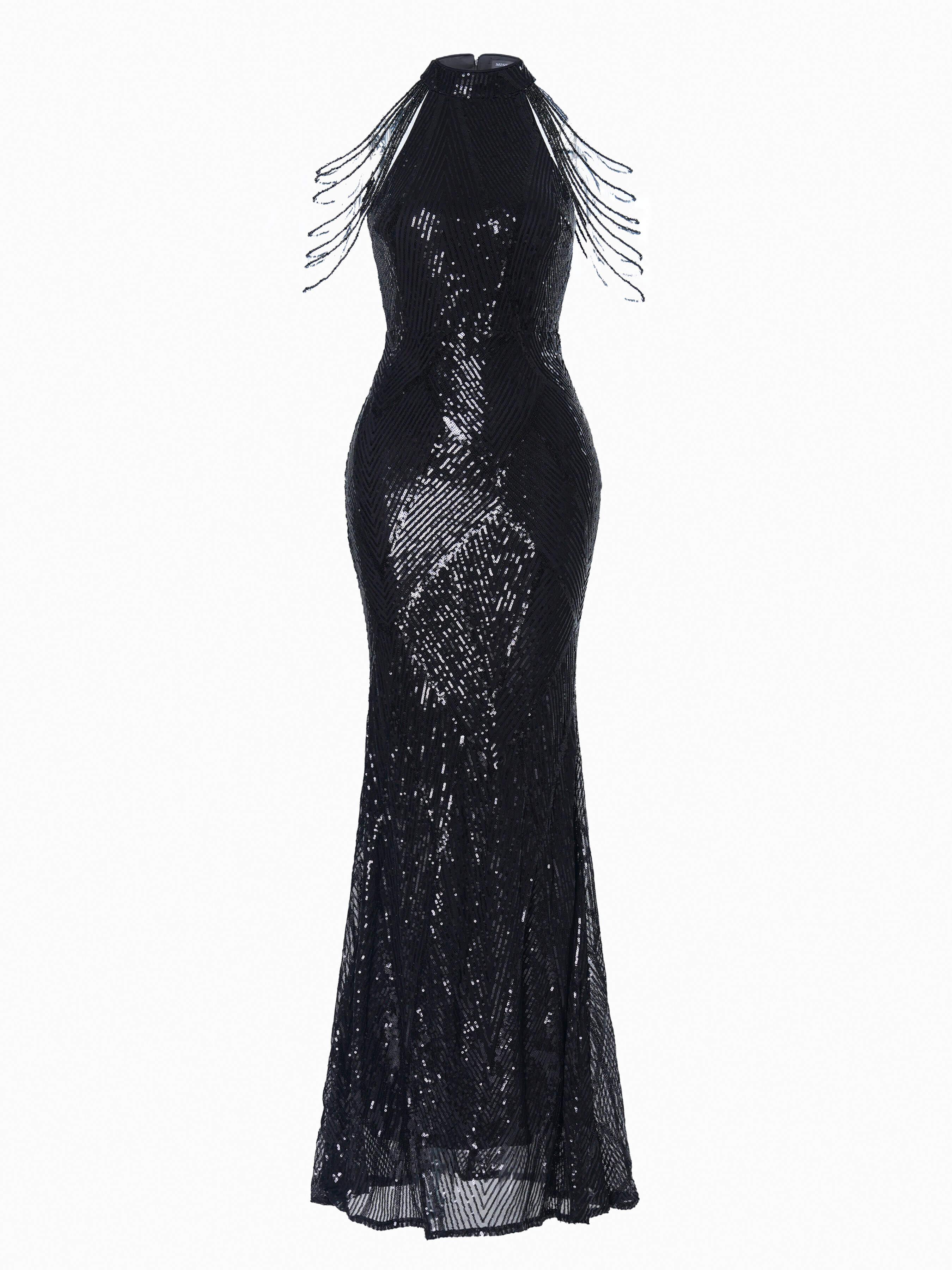 Cold Shoulder Beads Chain Cocktail Dress M01081 - MISS ORD