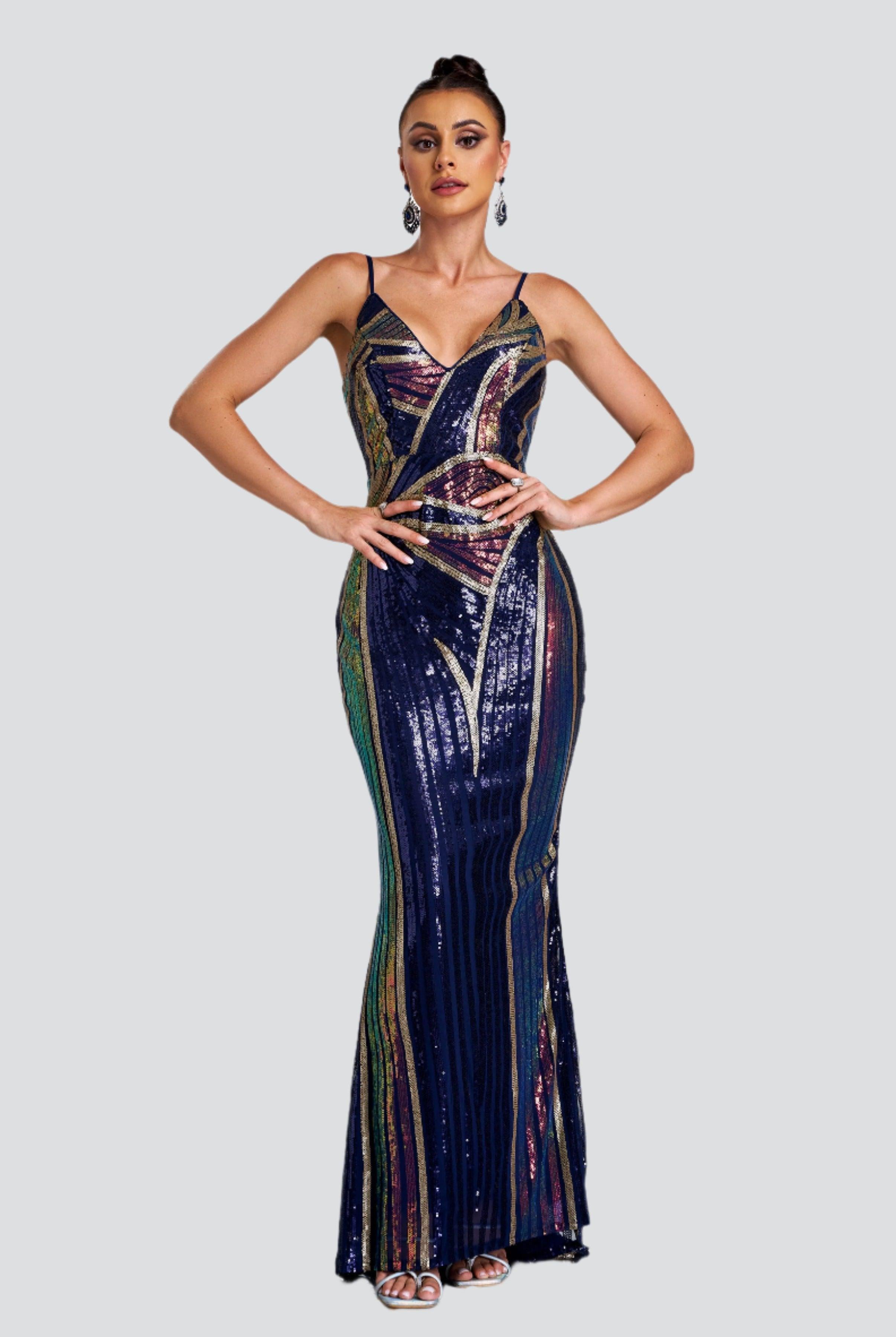 Sexy Spaghetti Sequin Prom Maxi Dress M01760 - MISS ORD