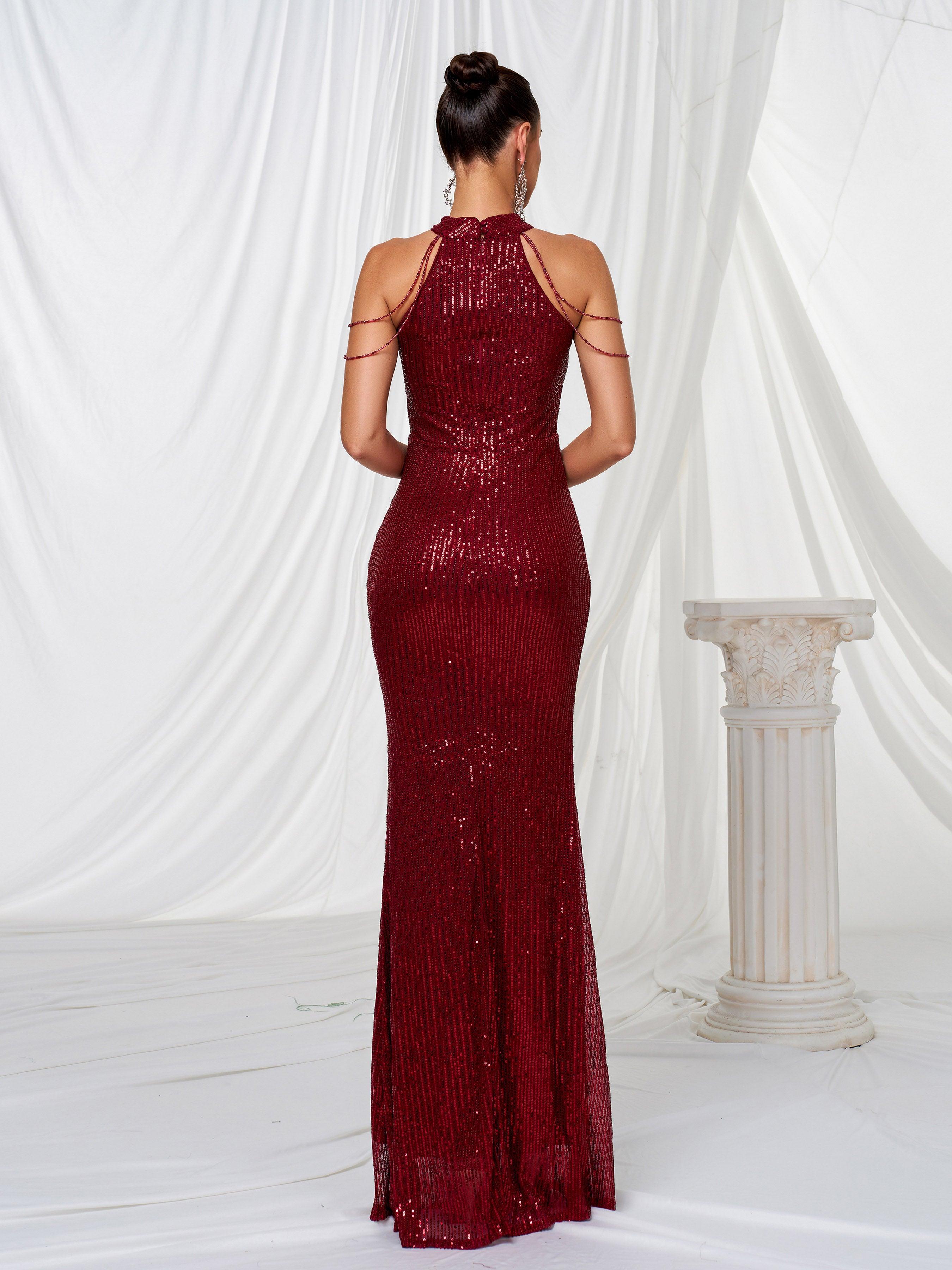 Formal Halter Neck Sequin Prom Dress RJP1081 - MISS ORD