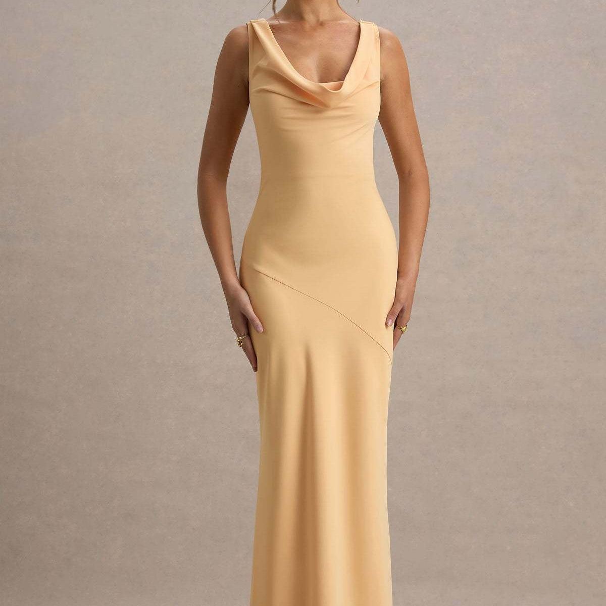 Elegant Cowl Neck Satin Mermaid Formal Evening Dress