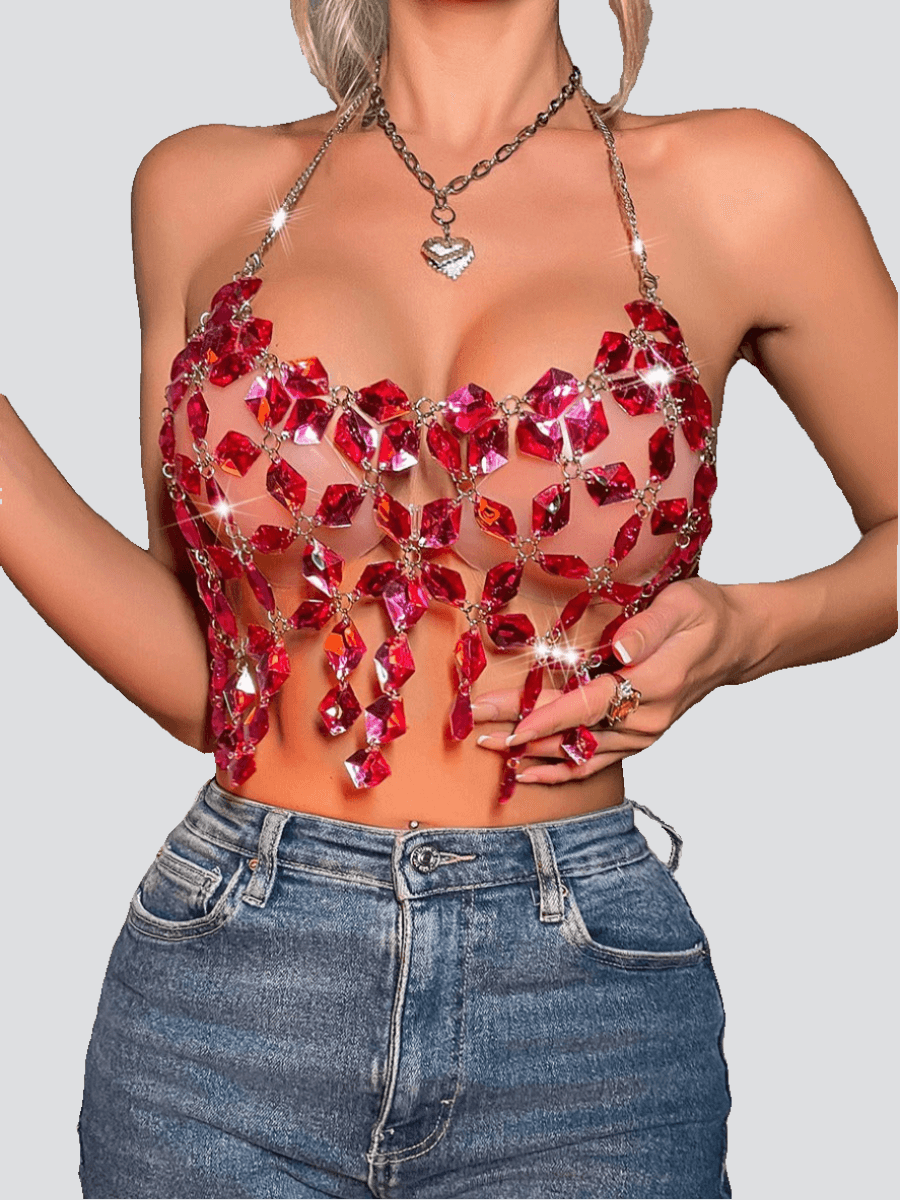 Juwel Neckless See Through Sexy Top MSL053 - MISS ORD