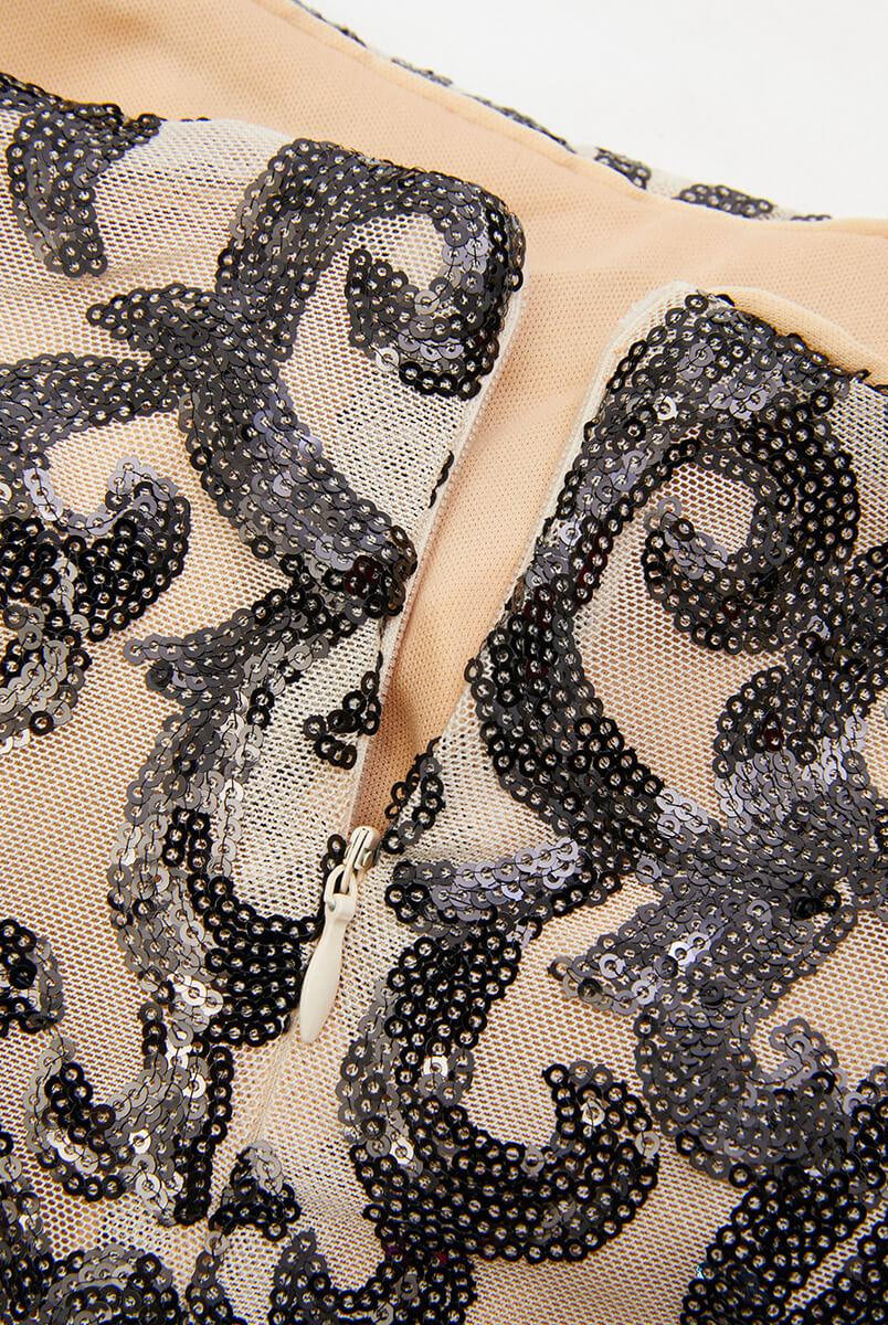 Spaghetti Black Split Maxi Sequin Dress M0761 - MISS ORD