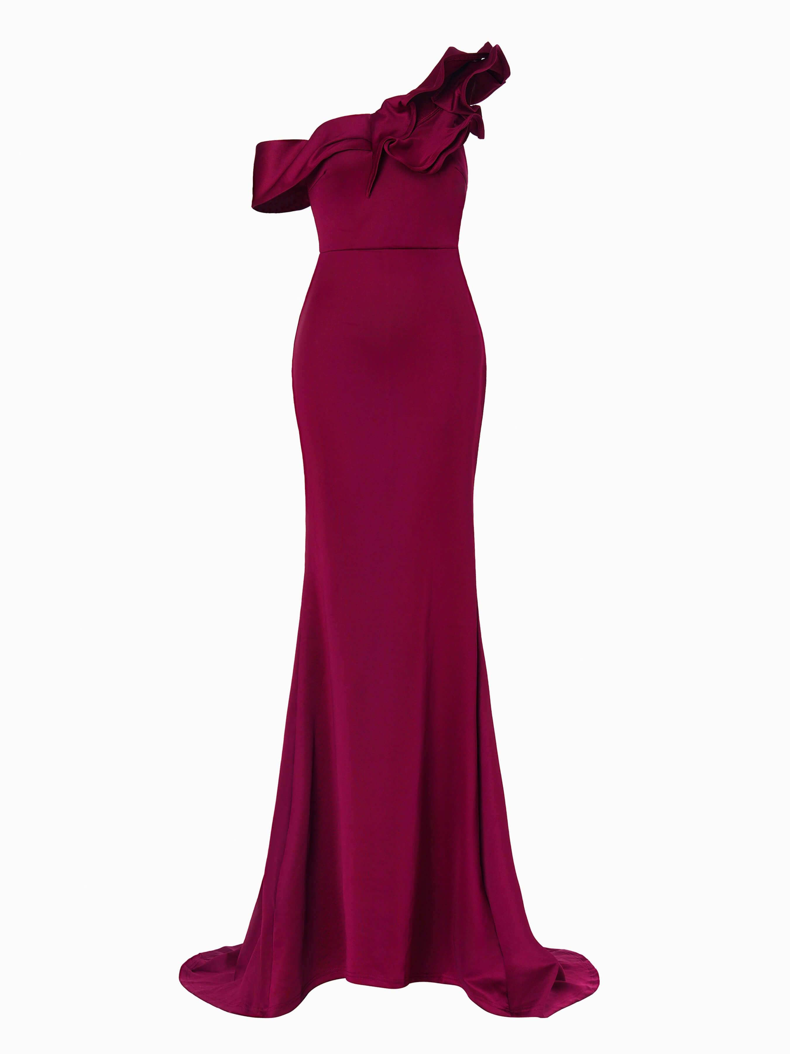 Ruffle Neck Floor Length Red Mermaid Prom Dress M02124 - MISS ORD