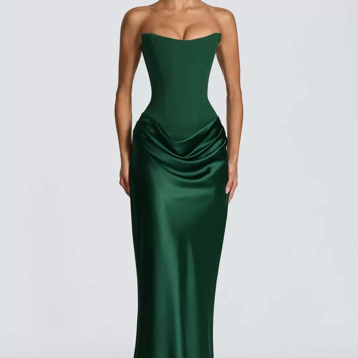 Elegant Cowl Neck Satin Mermaid Evening Dress Backless Formal Dress with Tie Waist