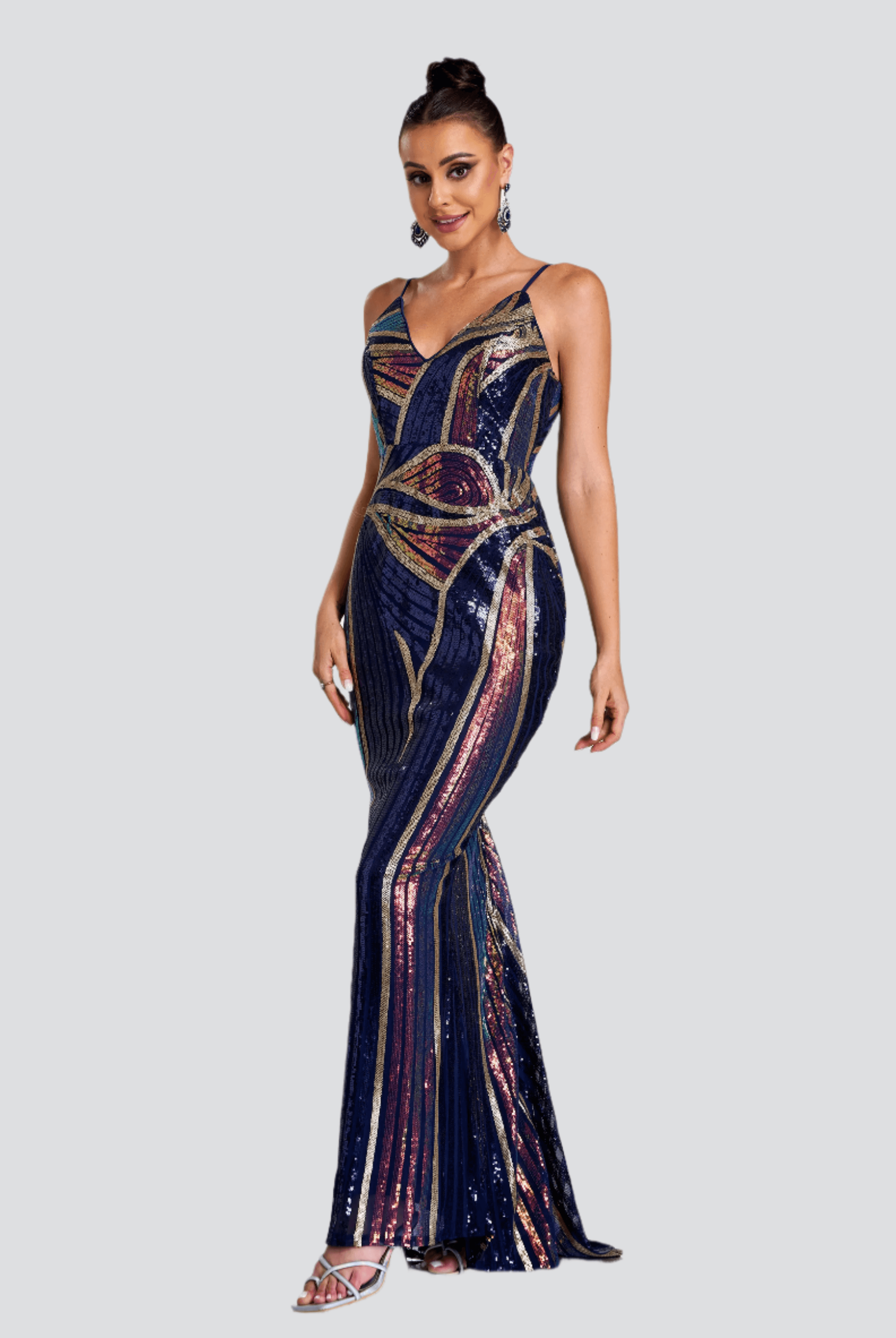 Sexy Spaghetti Sequin Prom Maxi Dress M01760 - MISS ORD