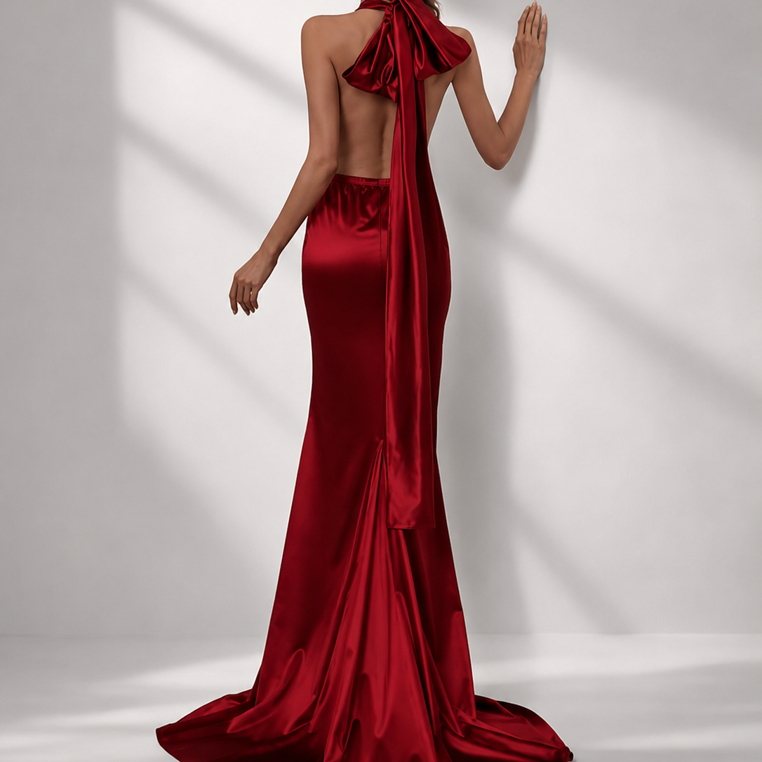 Wandelbares Maxi-Satinkleid FT5035
