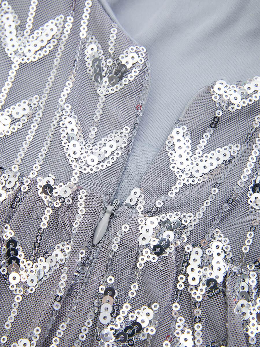 Bell Sleeve Backless Sequin Evening Dress RM20603 - MISS ORD