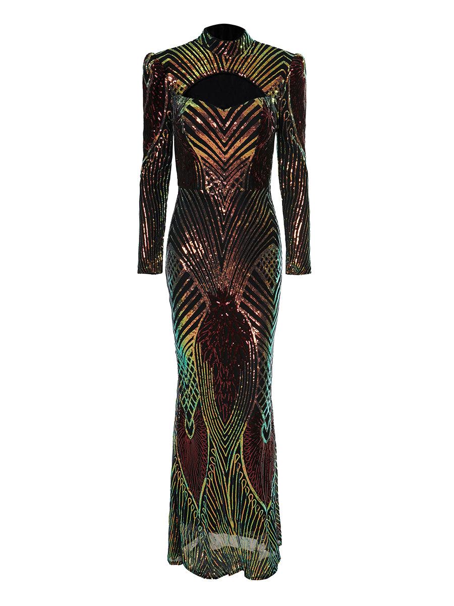 Turtleneck Cut Out Dress XH2349 - MISS ORD