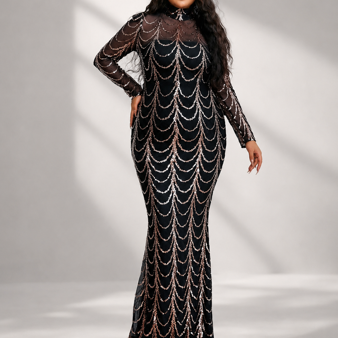 Plus Beads Chain Mermaid Prom Dress P0080