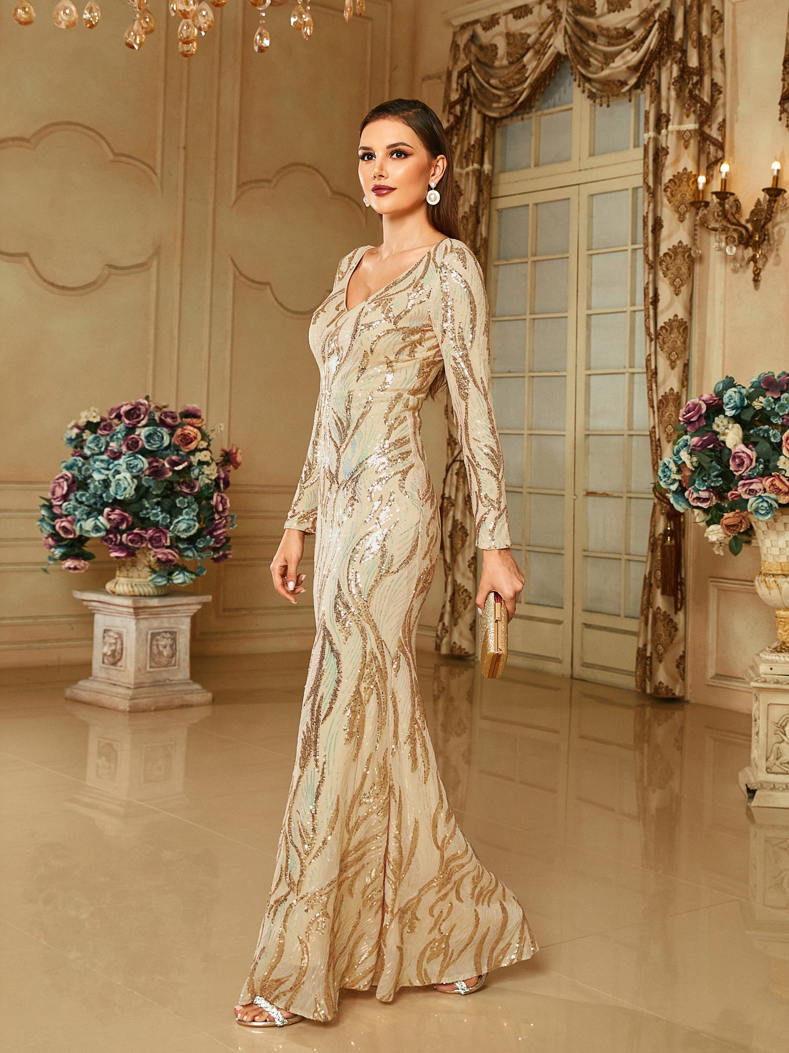 V-neck Backless Formal Dress RM20649