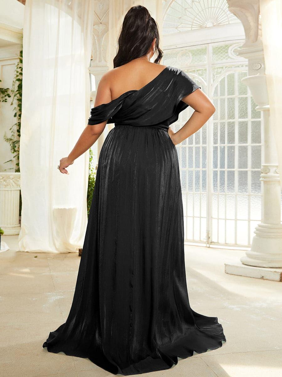 Plus Size One Shoulder A-Line Emerald Blue Bridesmaid Dress PXL079 - MISS ORD