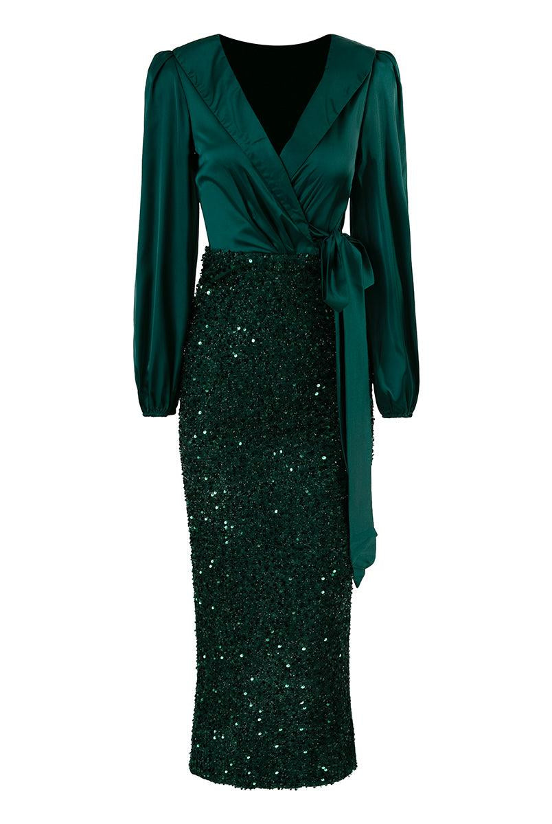 Wrap Panel Sequin Formal Dress M02081 - MISS ORD