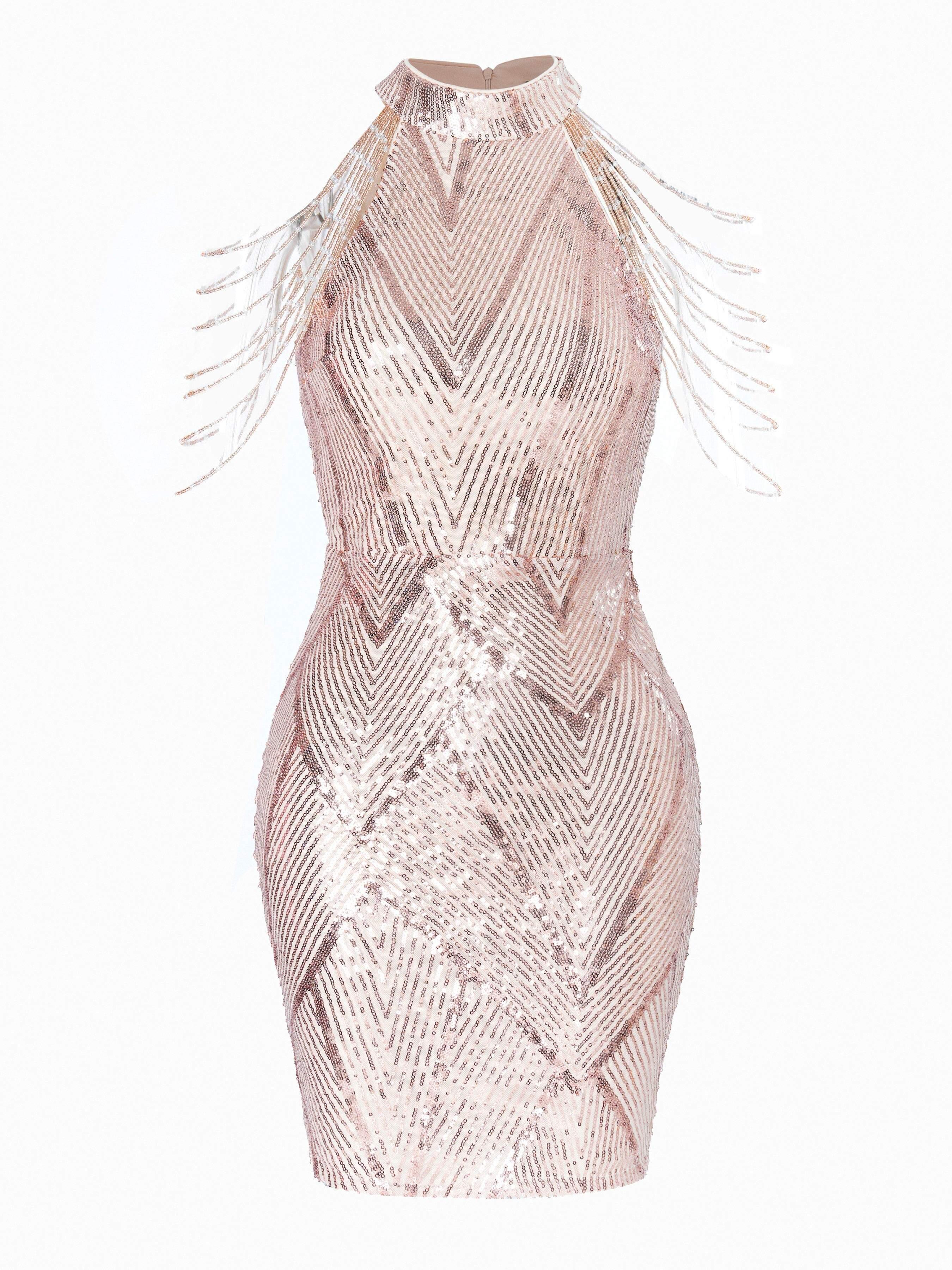 Sleeveless Sequin Bodycon Cocktail Dress M01081S - MISS ORD