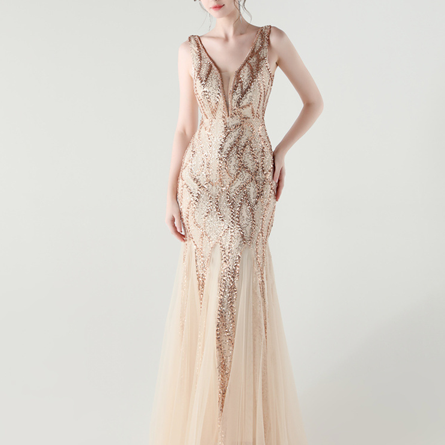 Sequin Mesh Sleeveless Prom Dress GM90173