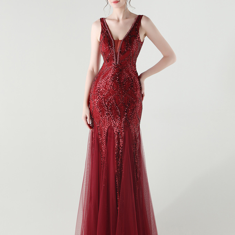 Sequin Mesh Sleeveless Prom Dress GM90173