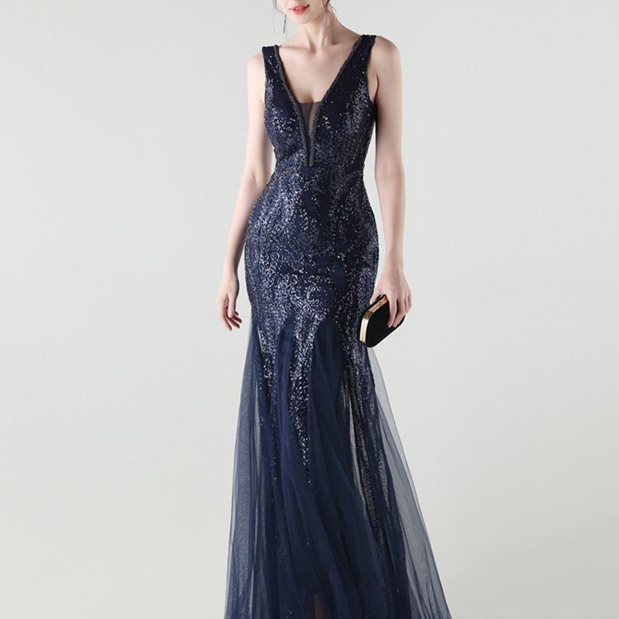 Sequin Mesh Sleeveless Prom Dress GM90173