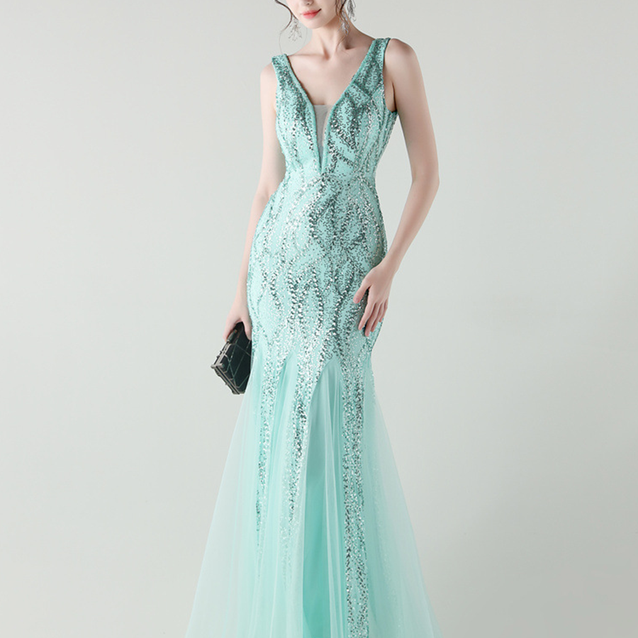 Sequin Mesh Sleeveless Prom Dress GM90173