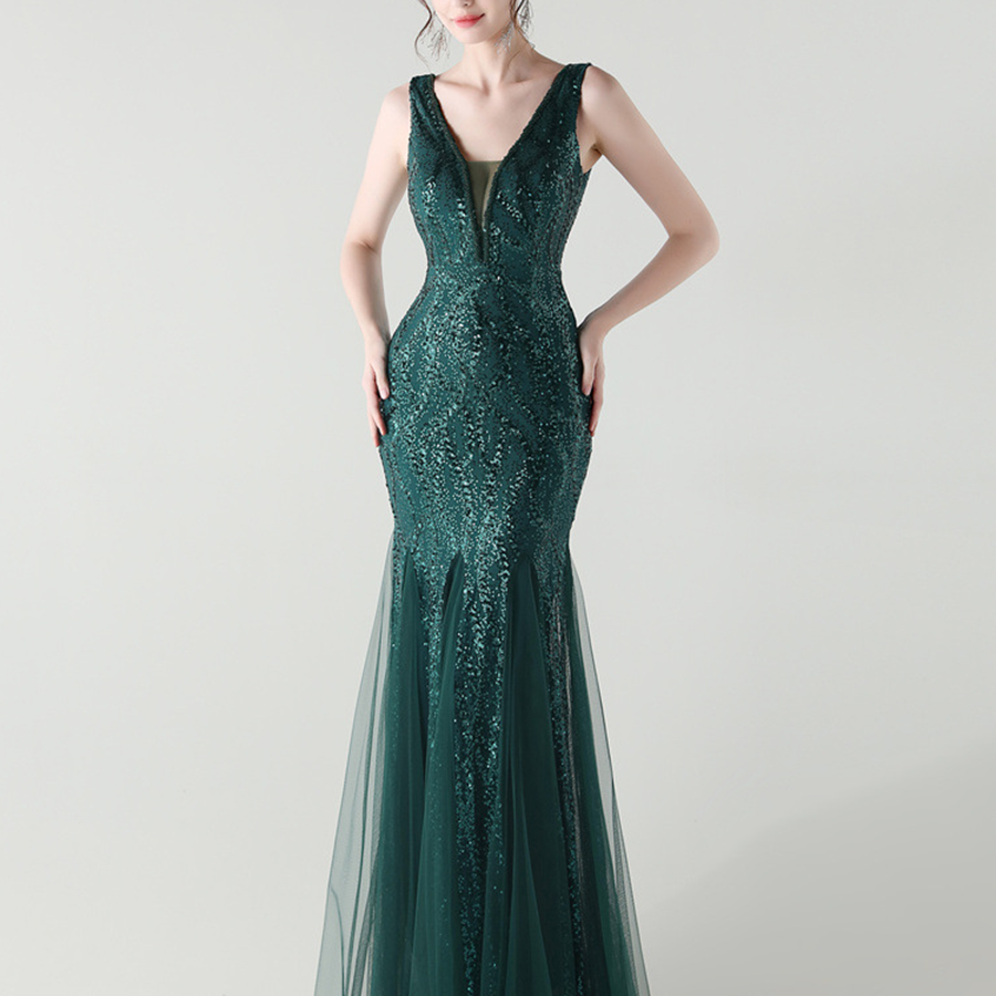 Sequin Mesh Sleeveless Prom Dress GM90173