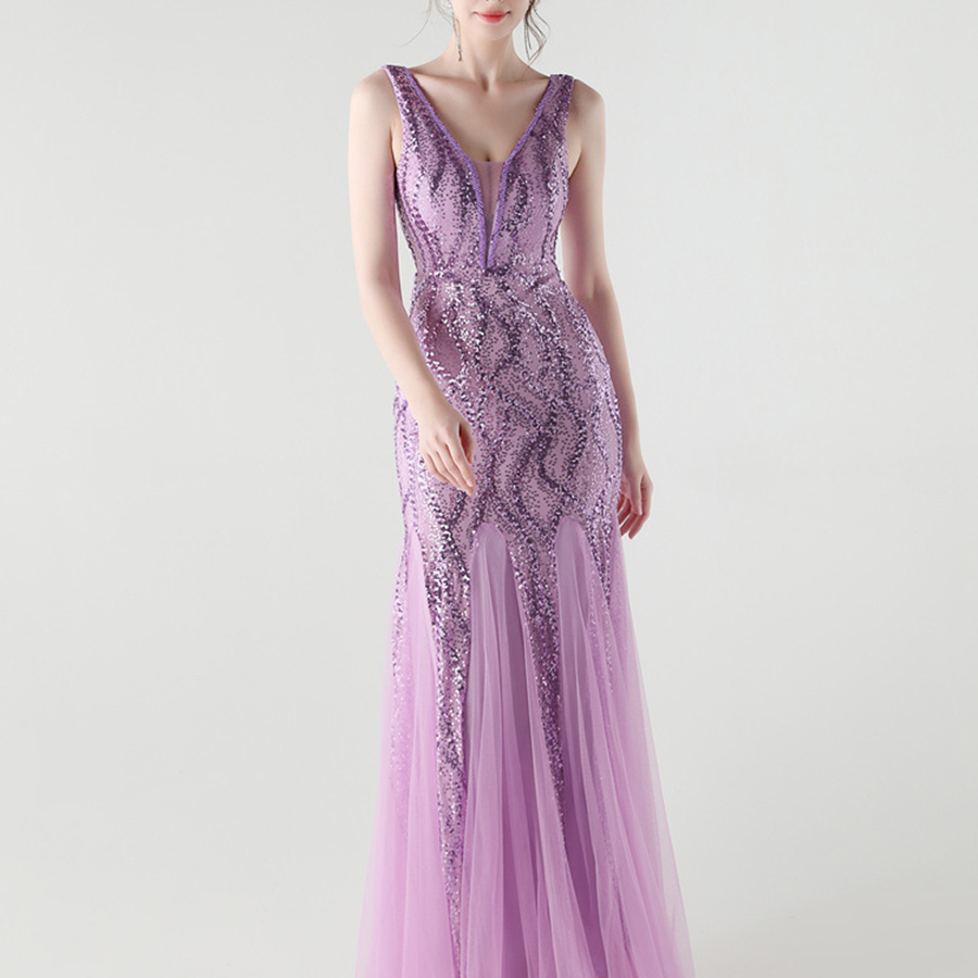 Sequin Mesh Sleeveless Prom Dress GM90173